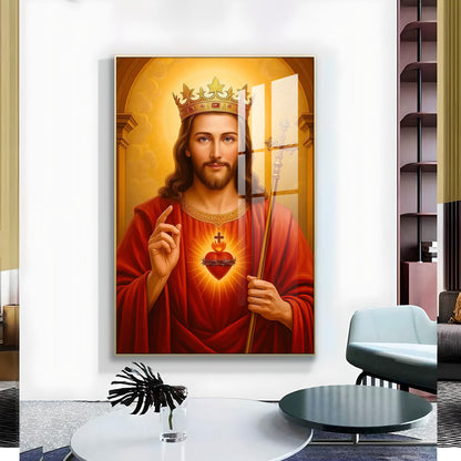 Christian God jesus Glass Finish Vertical Wall Art