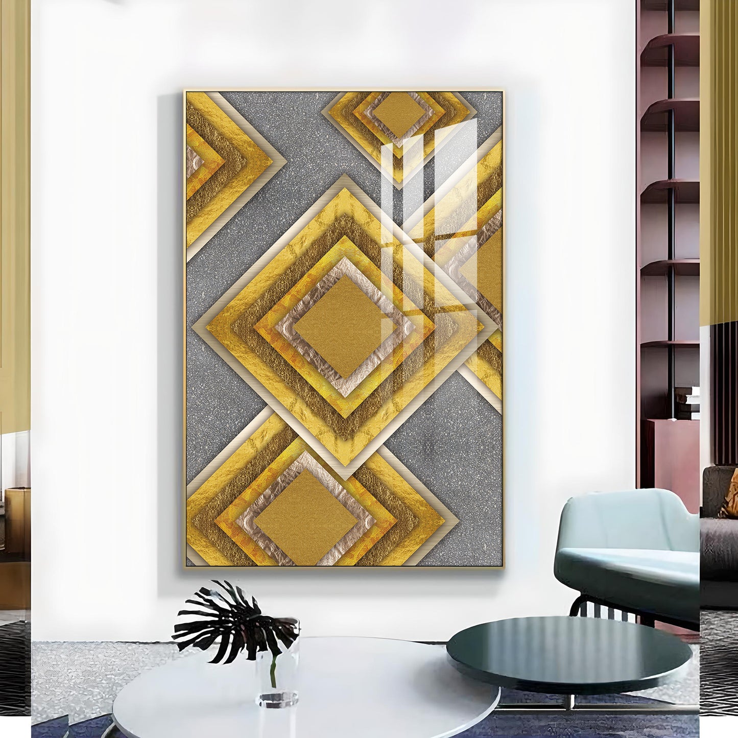 Abstract Dawn Glass Finish Vertical Wall Art