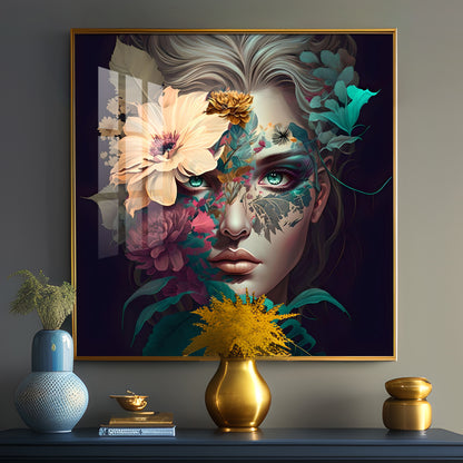 Blooming Beauty Glass Finish Square Wall Art