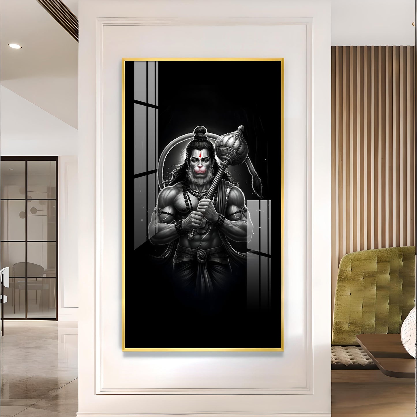 Lord Bajarang Bali Glass Finish Vertical Wall Art