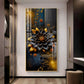 Surreal Black Flower Glass Finish Vertical Wall Art