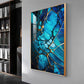Mystic Blue Mosaic Glass Finish Vertical Wall Art