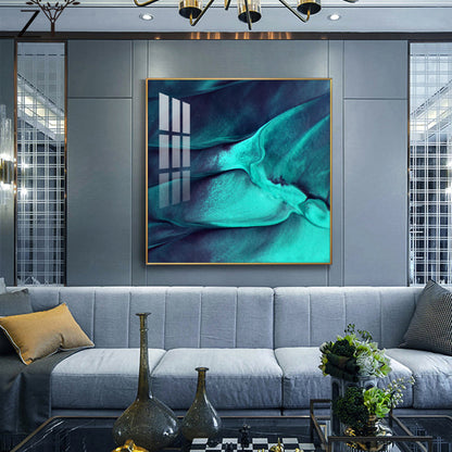 Azure Wave Masterpiece Glass Finish Square Wall Art