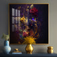 Violin and Rose Composition Glass Finish Square Wall Art