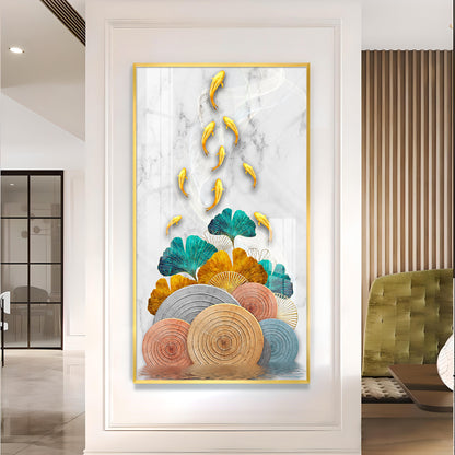 Chromatic Fish Glass Finish Vertical Wall Art