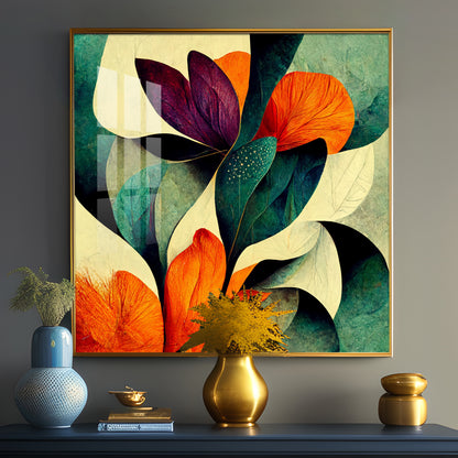 Abstract Bliss Flower Glass Finish Square Wall Art