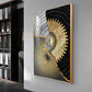 Golden Elegance Wall Decor Glass Finish Vertical Wall Art