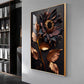 Midnight Sunflower Elegance Glass Finish Vertical Wall Art