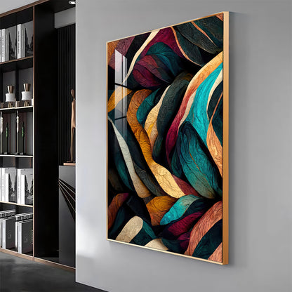Colorful Harmony Glass Finish Vertical Wall Art