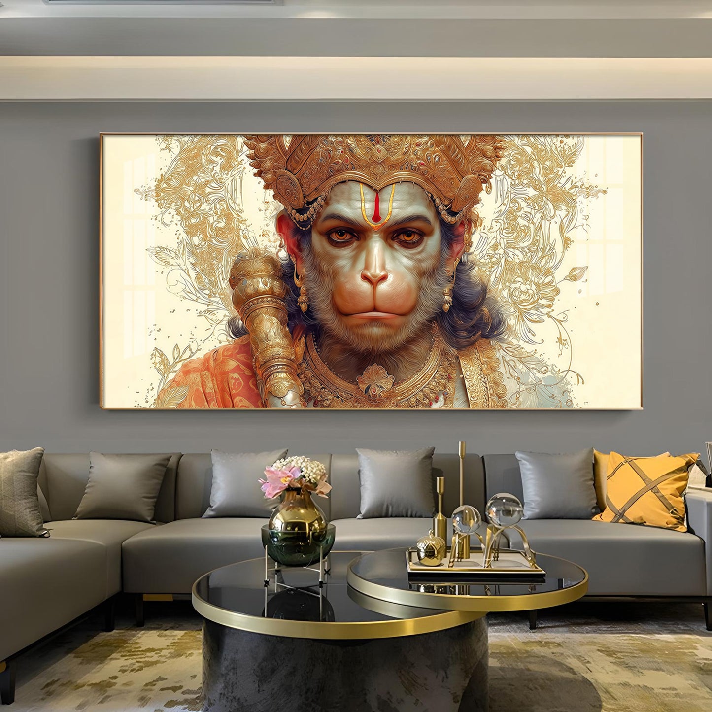 Shri Ram Bhakt Balaji Glass Finish Horizontal Wall Art