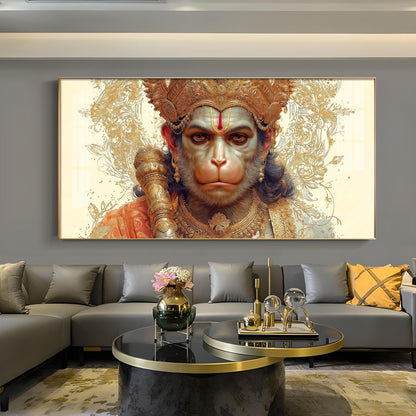 Shri Ram Bhakt Balaji Glass Finish Horizontal Wall Art