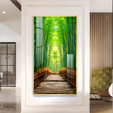 Harmony in Bamboo Trails Glass Finish Vertical Wall Art