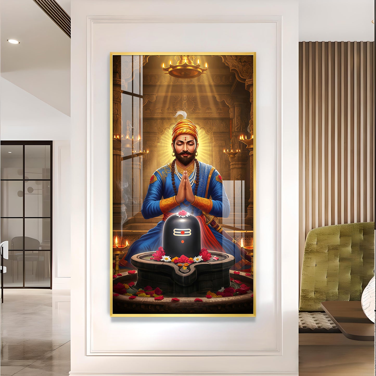 Chhatrapati Sambhaji Maharaj Glass Finish Vertical Wall Art