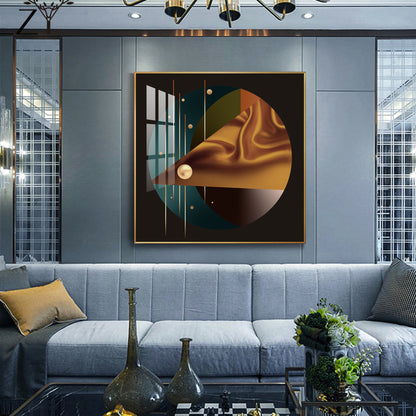 Golden Noir Glass Finish Square Wall Art