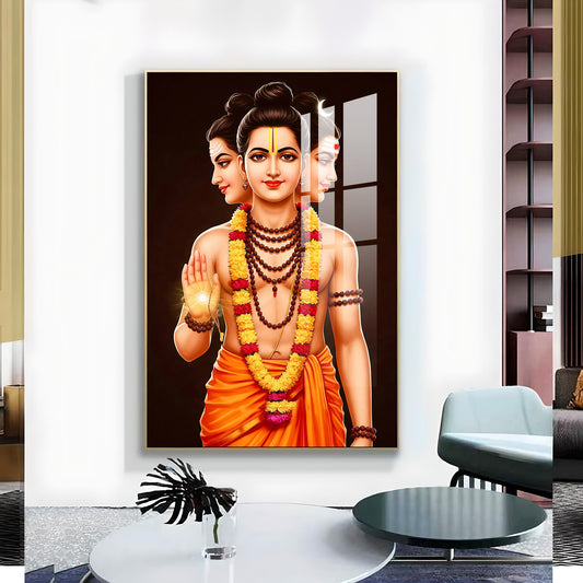 Lord Dattatreya Glass Finish Vertical Wall Art