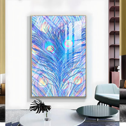 Majestic Plumage Glass Finish Vertical Wall Art