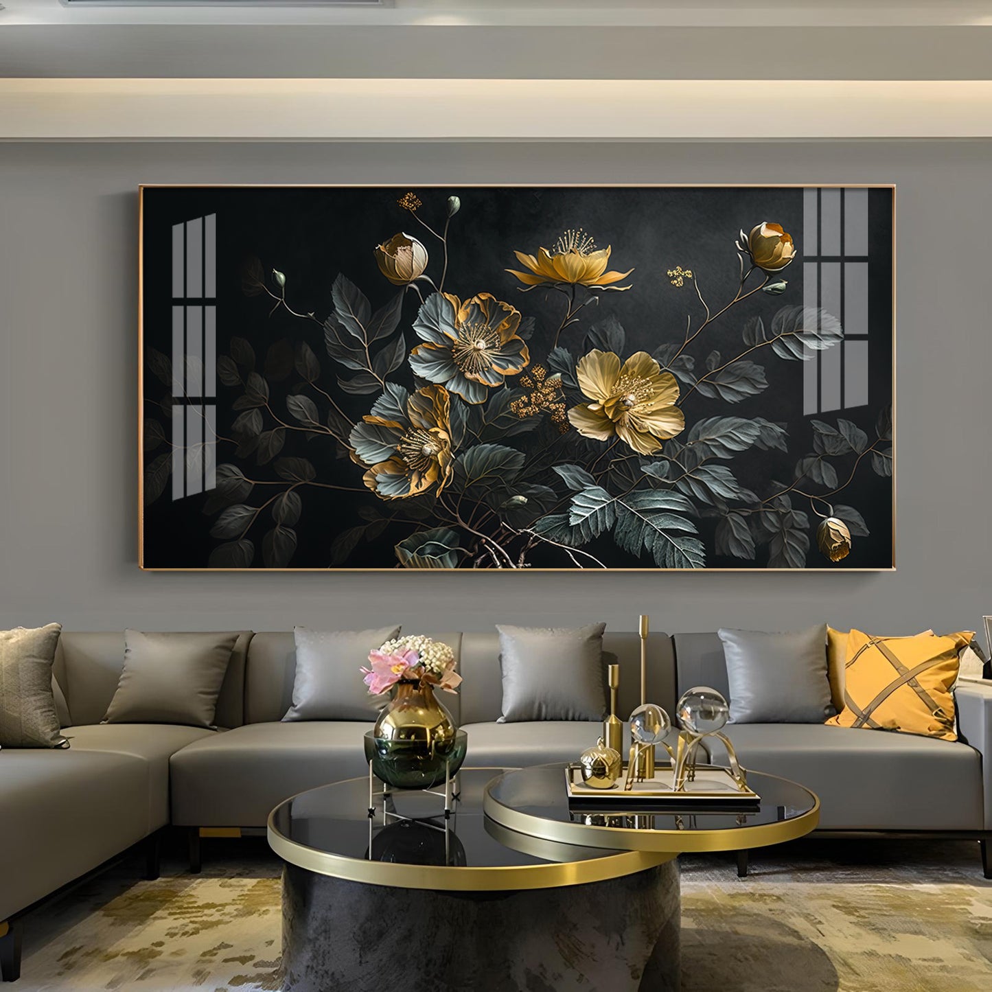 Amazing Flower Blooming Glass Finish Horizontal Wall Art