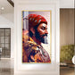 Jai Shivaji Maharaj Glass Finish Vertical Wall Art