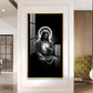 Jesus Black and White Glass Finish vertical Wall Art