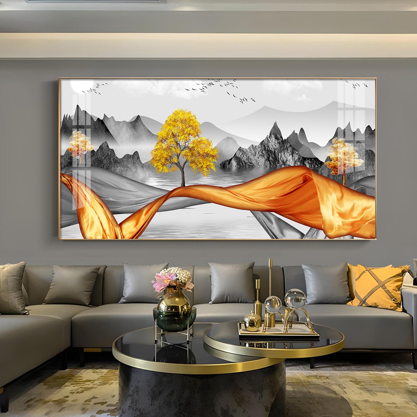 Autumnal Elegance Glass Finish Horizontal Wall Art