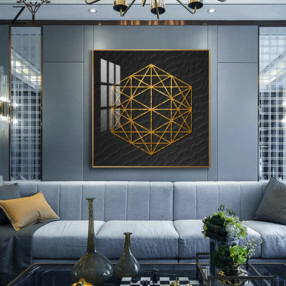 Geometric Elegance Glass Finish Square Wall Art