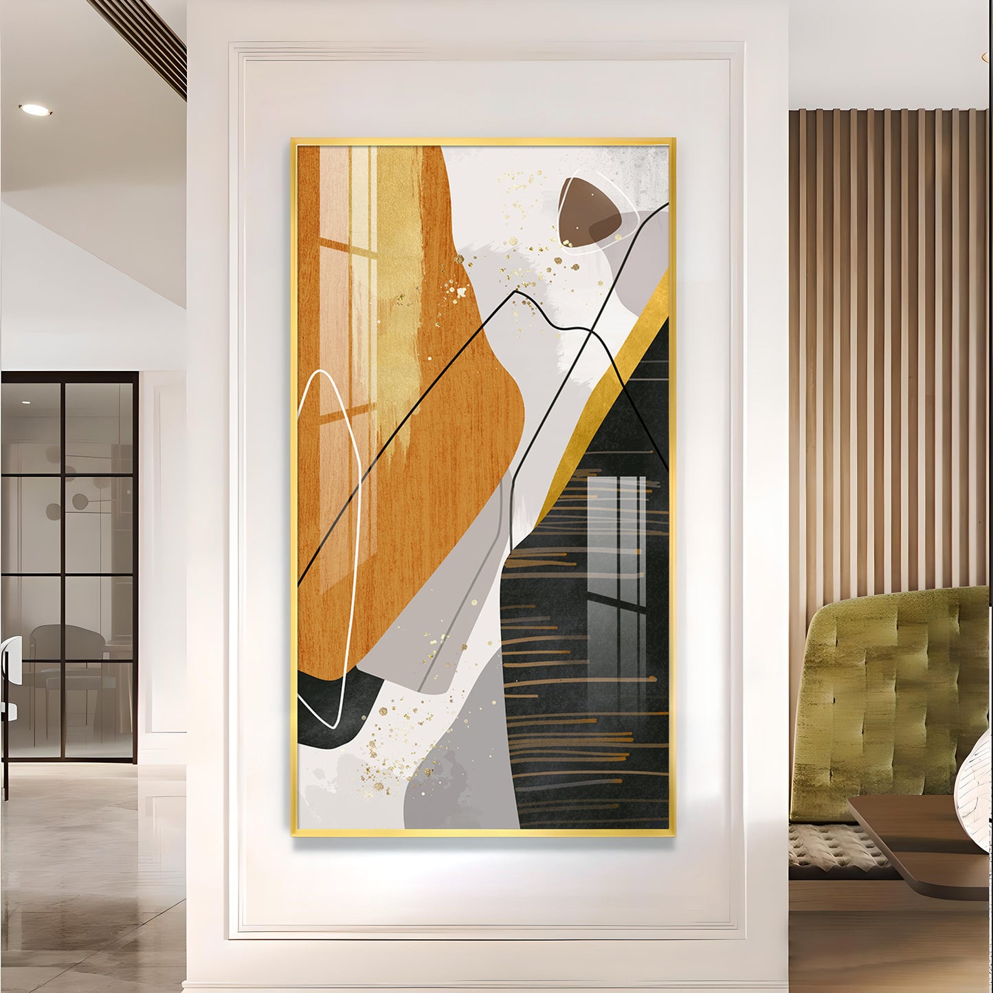 Noir Elegance Glass Finish Vertical Wall Art