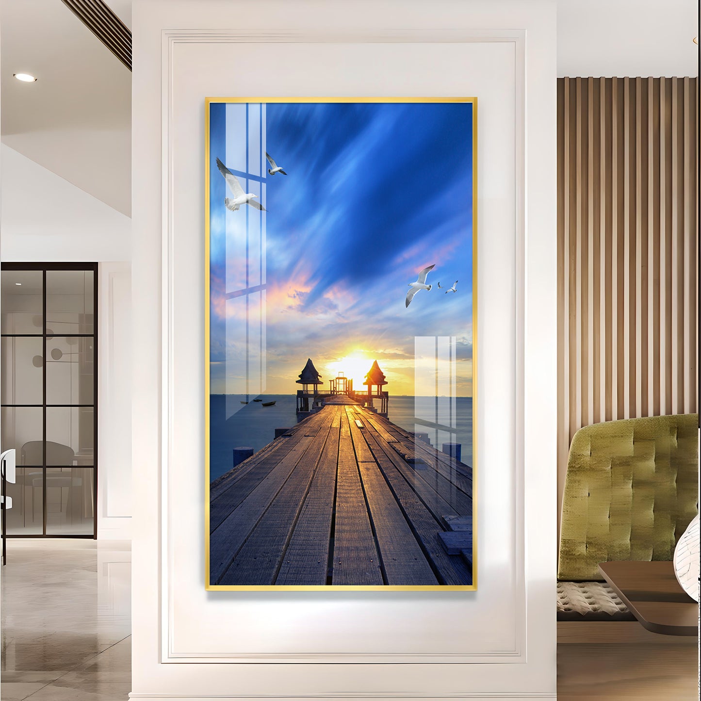 Seagull's Haven Glass Finish Vertical Wall Art