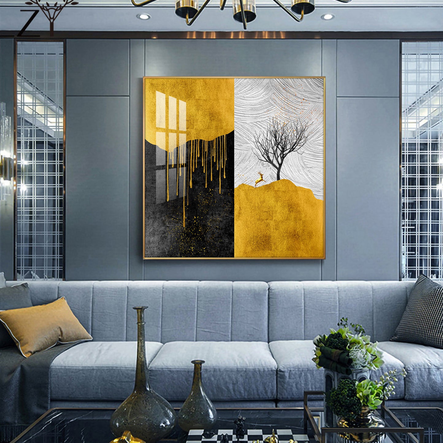 Majestic Tree Glass Finish Square Wall Art