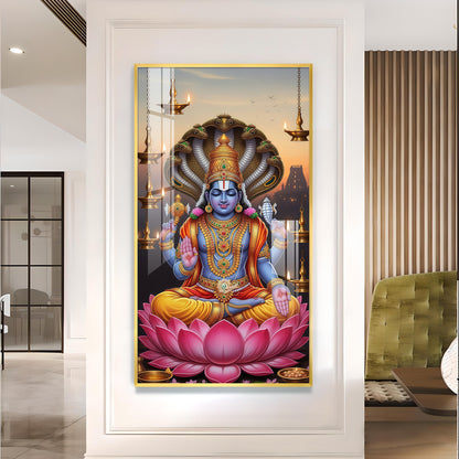 Shri Narayan Glass Finish Vertical Wall Art