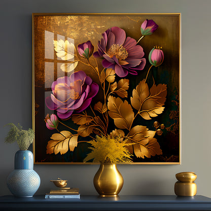 Petals in Harmony Glass Finish Square Wall Art