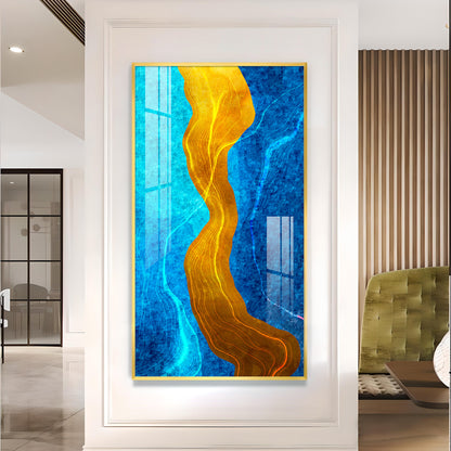 Daffodil Wave Glass Finish Vertical Wall Art