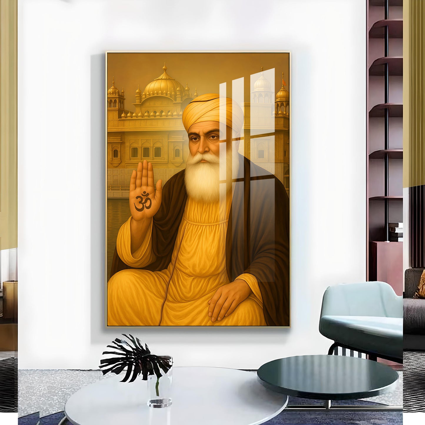 Majestic Presence Of Guru Glass Finish Vertical Wall Art
