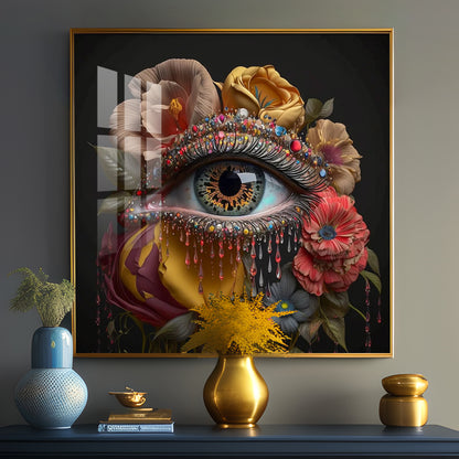 Opulent Eye Oasis Glass Finish Square Wall Art