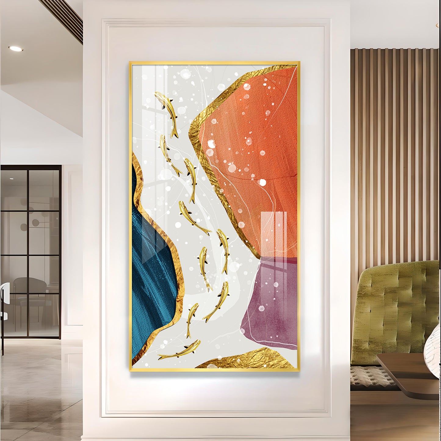 Ethereal Aquatics Glass Finish Vertical Wall Art