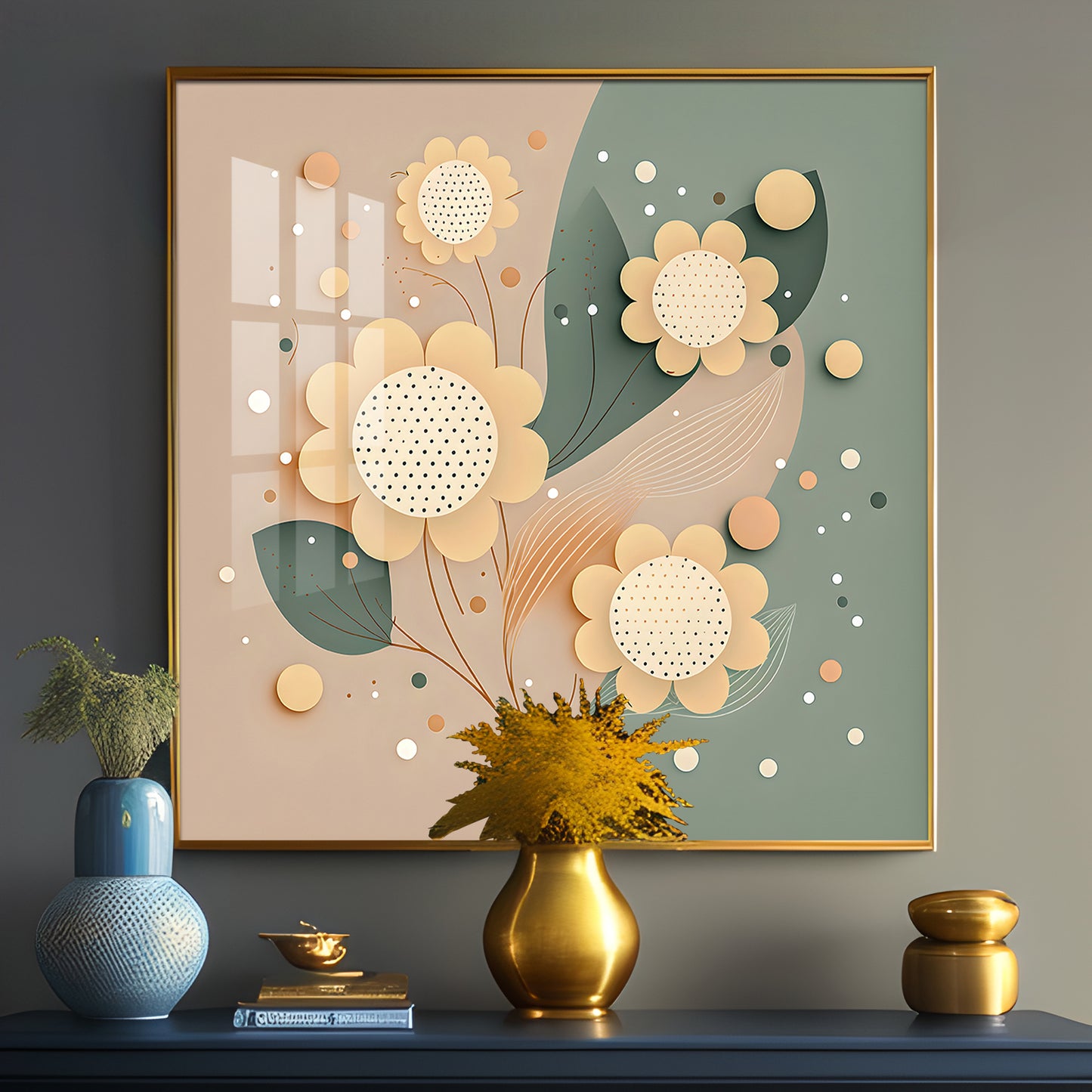 Petal Palette Glass Finish Square Wall Art