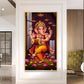 Hindu God Ganesh Glass Finish Vertical Wall Art