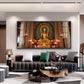 Buddha In Golden Incarnation Glass Finish Horizontal Wall Art