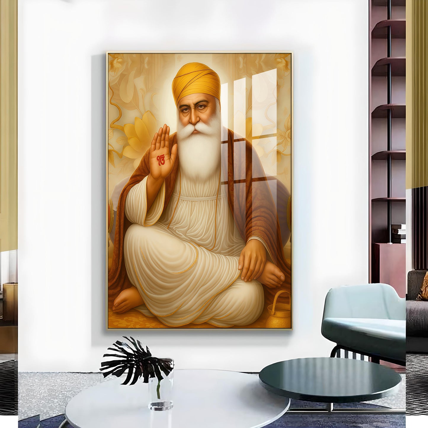 Spiritual Waheguru ji Glass Finish Vertical Wall Art