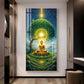 Meditating Buddha In Nature Glass Finish Vertical Wall Art