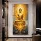Golden Budha's Aura Glass Finish Vertical Wall Art
