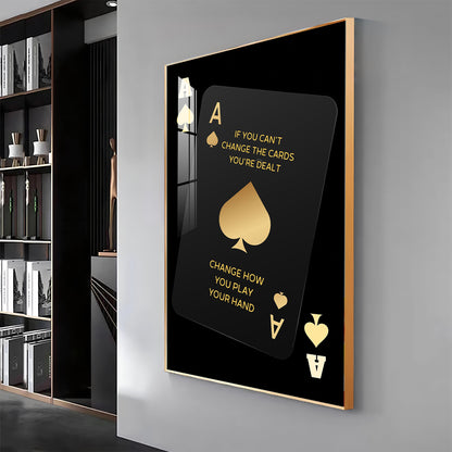 Luxe Ace of Spades Glass Finish Vertical Wall Art