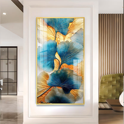 Noir Petal Glass Finish Vertical Wall Art