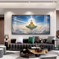 Majestic Buddha In Cloud Glass Finish Horizontal Wall Art