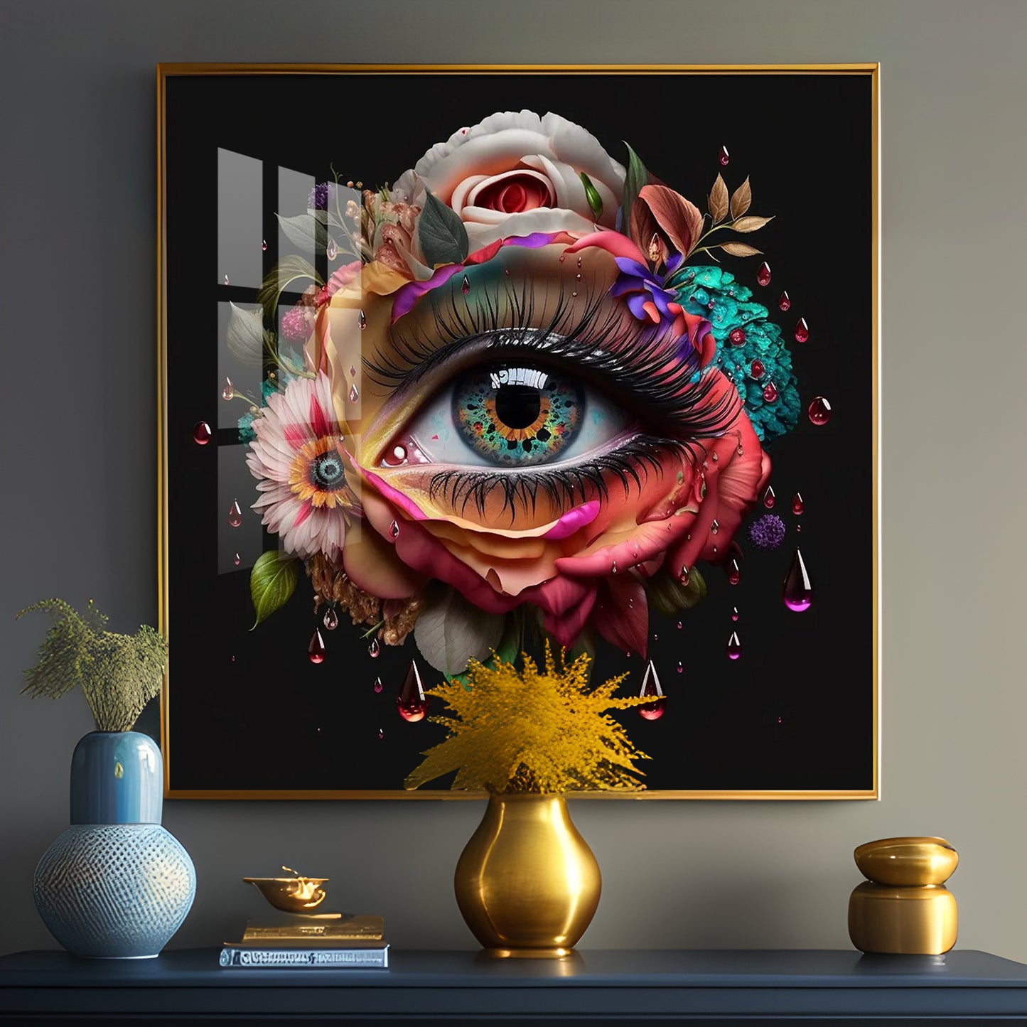 Radiant Jewel Eye Glass Finish Square Wall Art