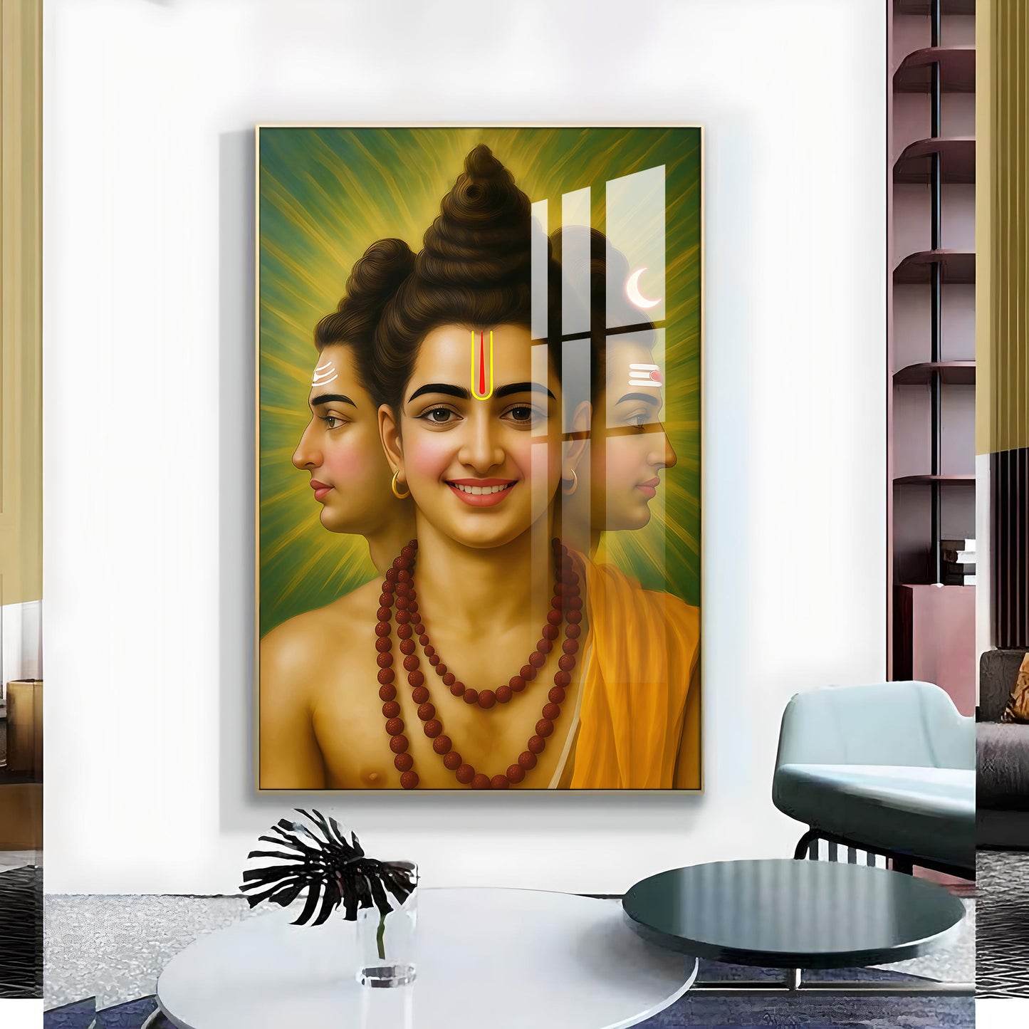 Sri Dattatreya Swami Glass Finish Vertical Wall Art