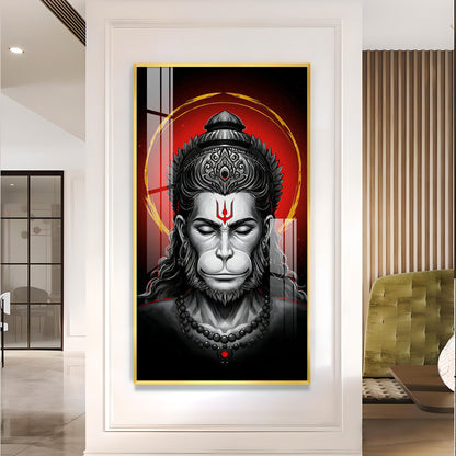 Ram Bhakat Bajarang Bali Glass Finish Vertical Wall Art