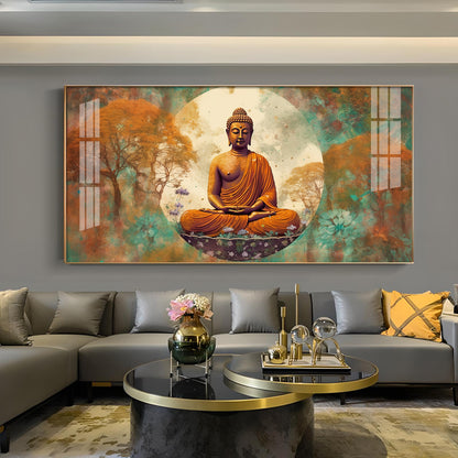 Ancient Buddha Glass Finish Horizontal Wall Art