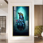 Spiritual Krishna In Vibrant Color Glass Finish Vertical Wall Art