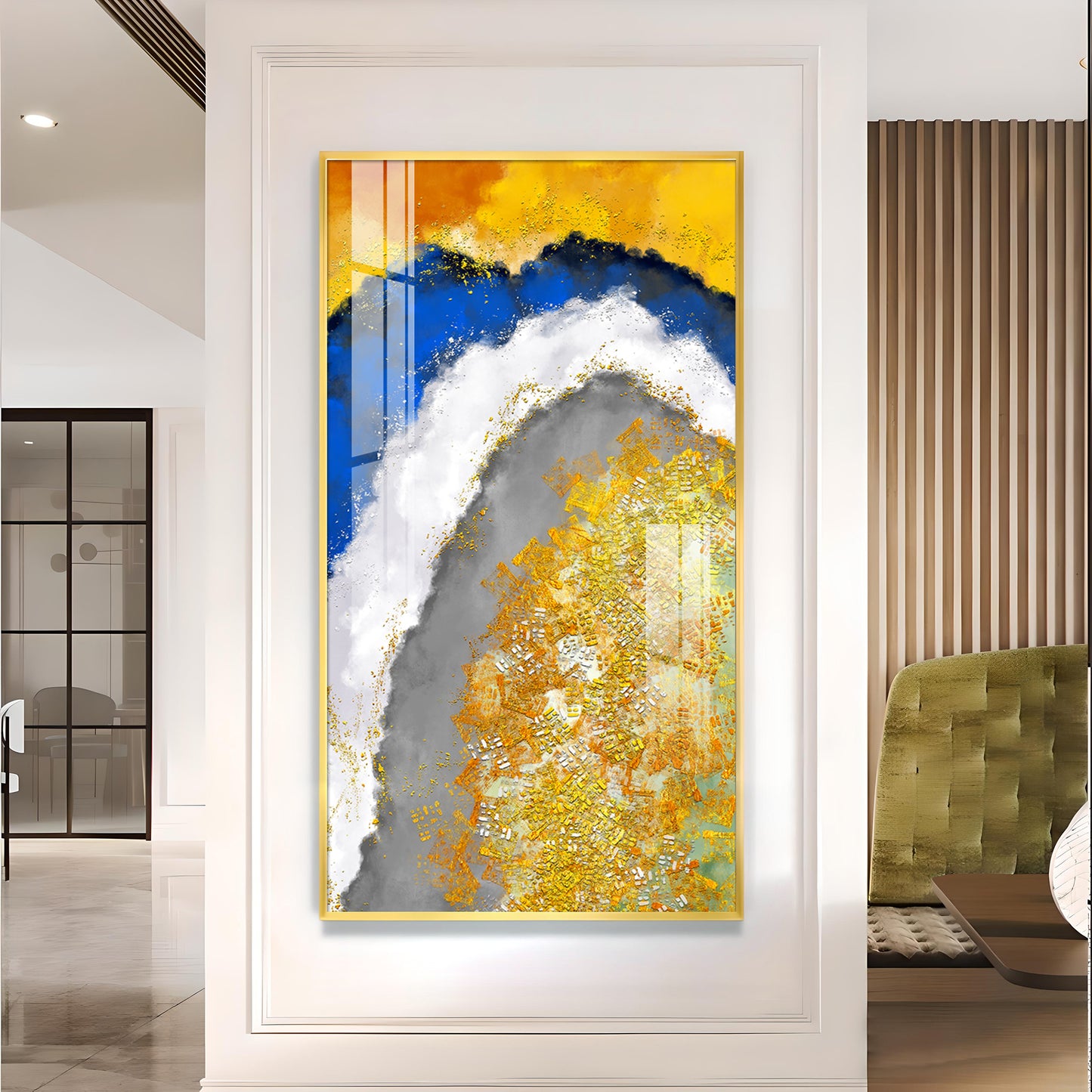 Ethereal Waveform Glass Finish Vertical Wall Art