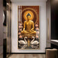Meditating Budha With Swarn Glass Finish Vertical Wall Art